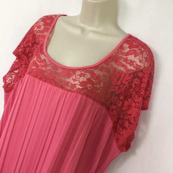 SOLD Espresso Lace Pleated Liquid Knit Top 2X - Picture 6 of 8